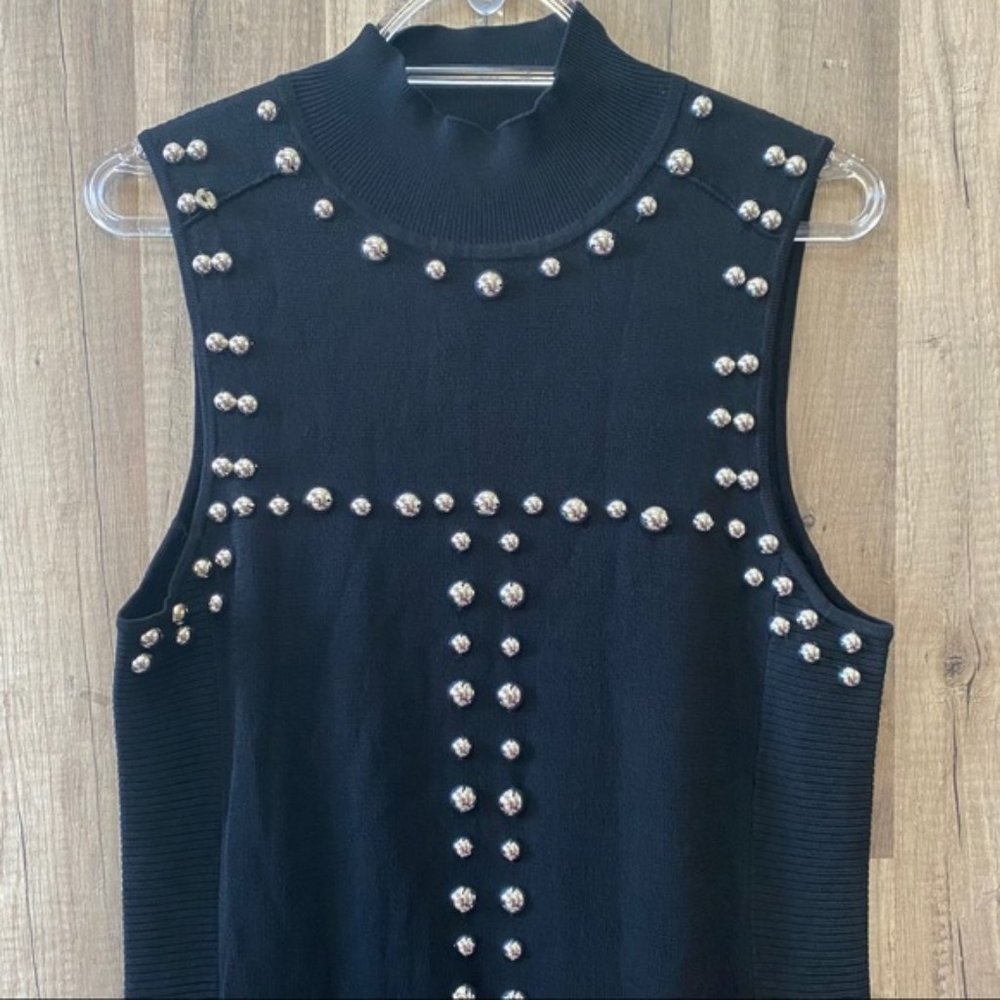 INC Mock Turtleneck Black Sleeveless Dress  with Silver Studs - XXL - Picture 10 of 13